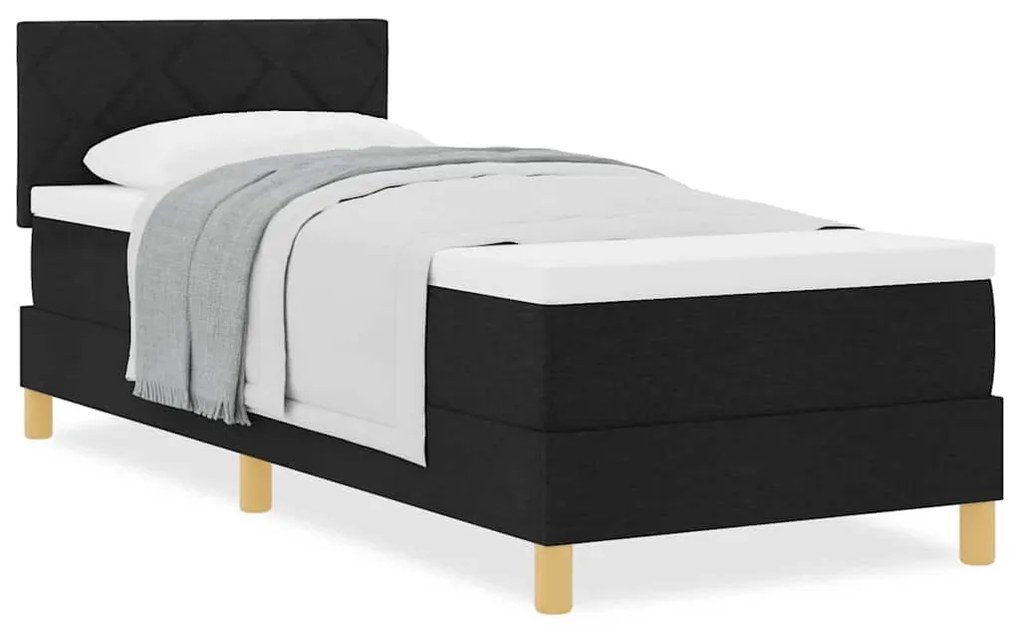 vidaXL Κρεβάτι box spring με στρώμα με στρώμα Μαύρο 80 x 200 cm ύφασμα