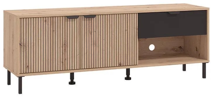 Έπιπλο Τηλεόρασης Mayenne 150 3K1F2V Artisan Oak - Μαύρο Μάτ 151x40x55 εκ.