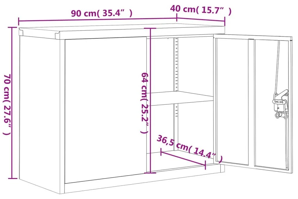 Αρχειοθήκη Μαύρη 90 x 40 x 70 εκ. από Ατσάλι - Μαύρο