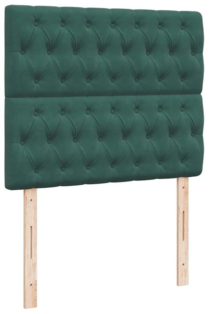 vidaXL Κρεβάτι Boxspring με Στρώμα Σκούρο Πράσινο 120x190εκ. Βελούδινο