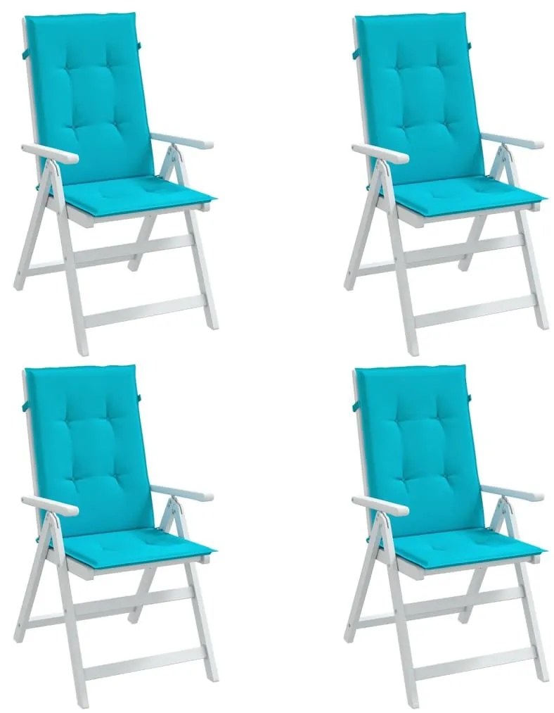 Μαξιλάρια Καρέκλας με Ψηλή Πλάτη 4 τεμ. Τιρκουάζ Υφασμάτινα - Τιρκουάζ
