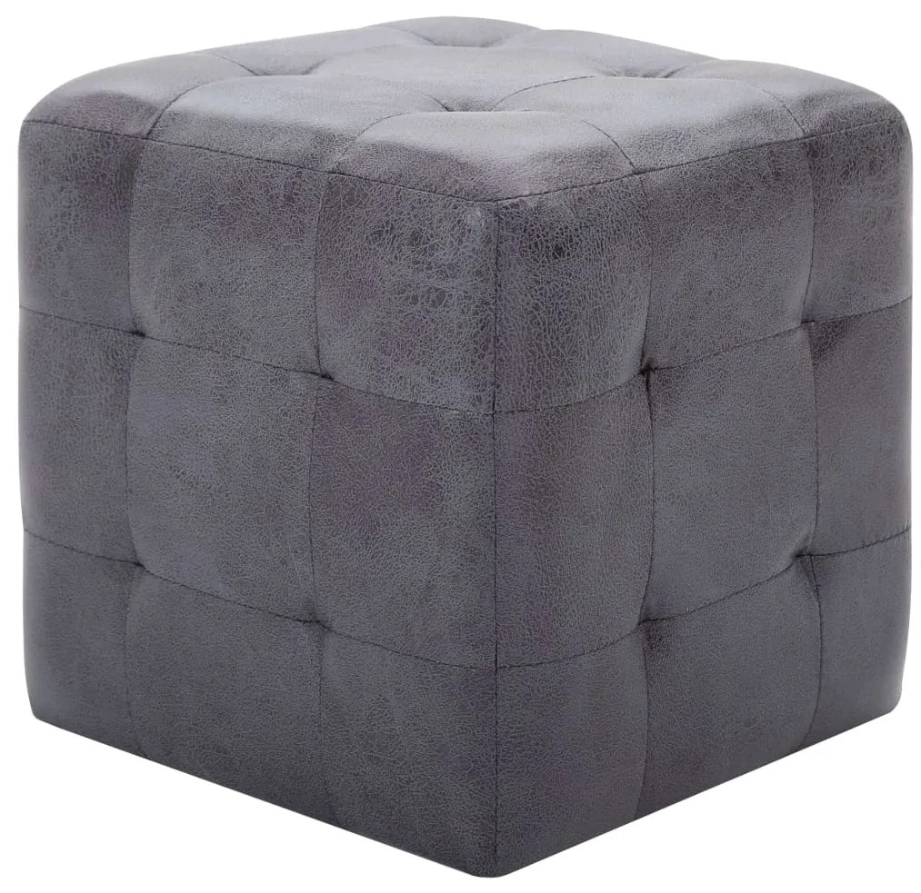 vidaXL Σκαμπό Πουφ 2 τεμ. Γκρι 30 x 30 x 30 εκ. από Συνθετικό Καστόρι