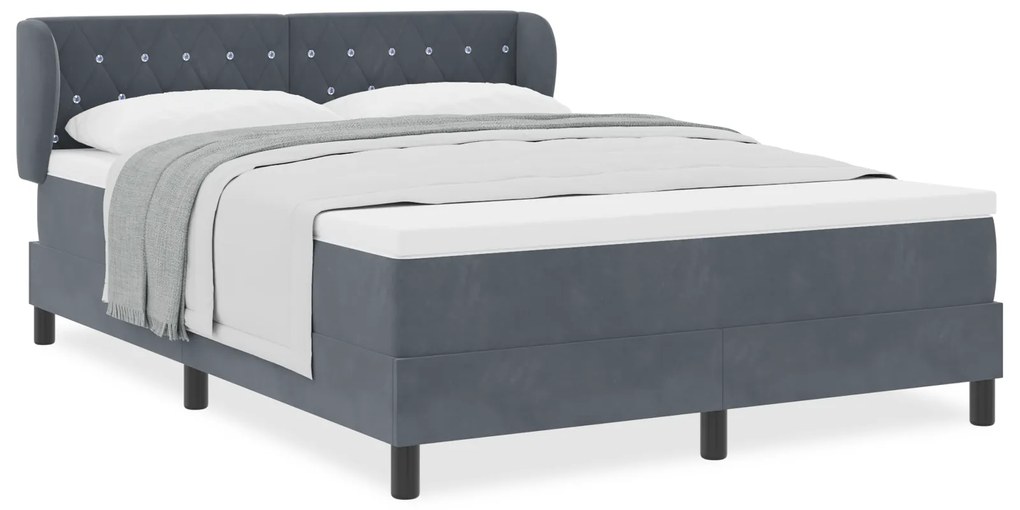 vidaXL Κρεβάτι με Στρώμα σε Σκούρο Γκρίζο 160x200 cm από Βελούδο