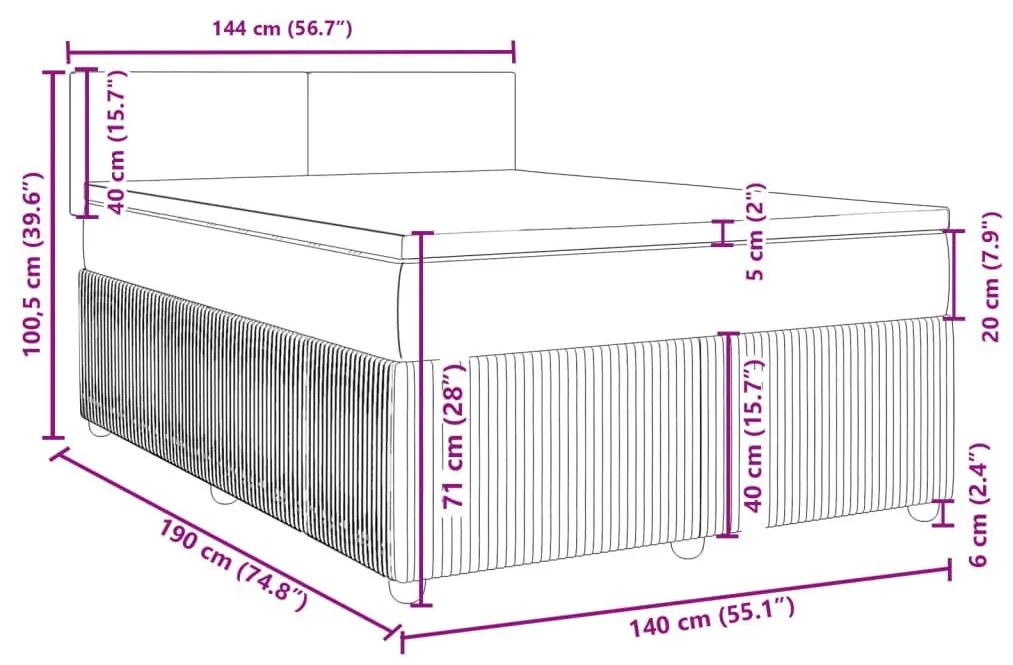 Κρεβάτι Boxspring με Στρώμα Μπλε 140x190 εκ. Βελούδινο - Μπλε