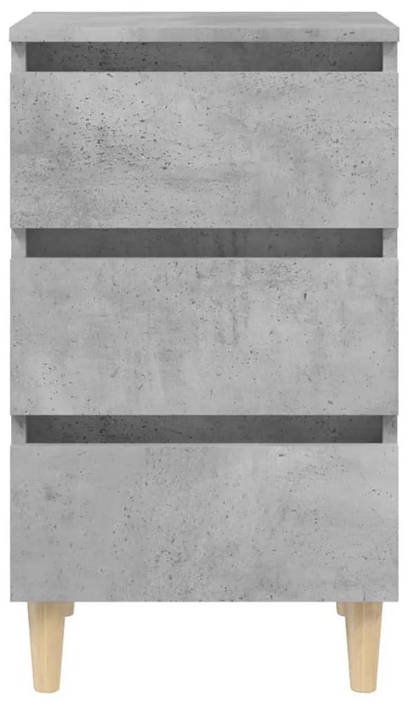 Κομοδίνο Γκρι Σκυροδέματος 40 x 35 x 69 εκ. Μασίφ Ξύλινα Πόδια - Γκρι