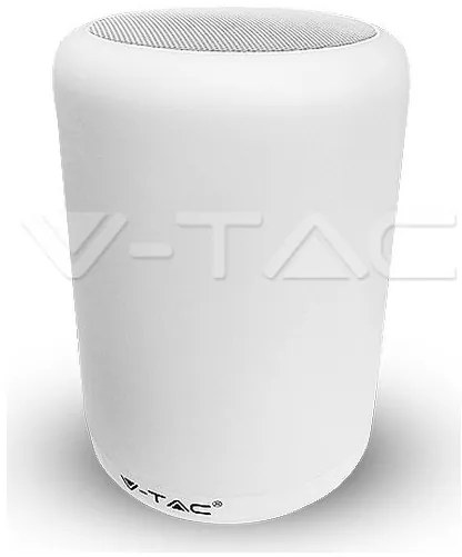 V-TAC Επιτραπέζιο φωτιστικό  LED 3W με Ρύθμιση Φωτισμού 3000Κ + RGB και Ηχείο Bluetooth Χρώμα Λευκό