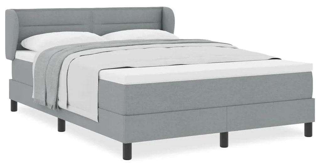 vidaXL Κρεβάτι box spring με στρώμα Ανοιχτό γκρι 140 x 190 cm ύφασμα