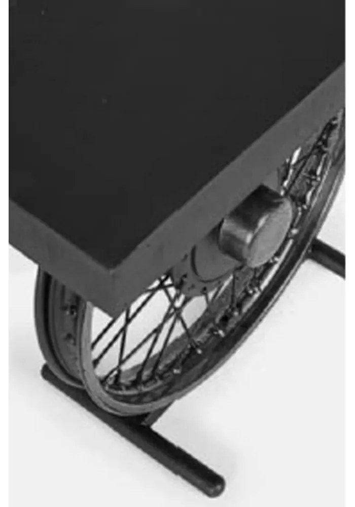 WHEEL SIDE TABLE ΜΑΥΡΟ ΑΣΗΜΙ 61x36xH56cm - 04-0979 - 04-0979