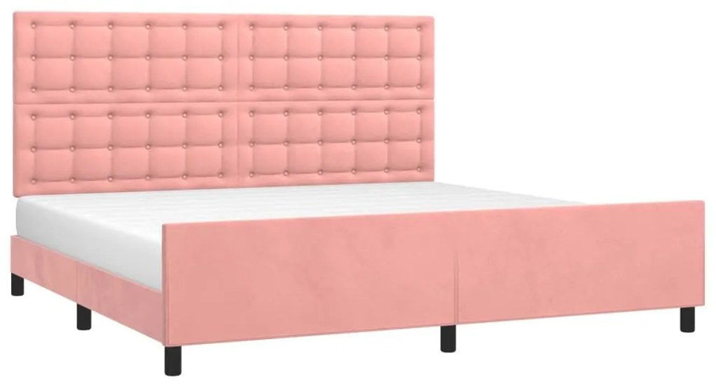 Πλαίσιο Κρεβατιού με Κεφαλάρι Ροζ 200x200 εκ. Βελούδινο - Ροζ