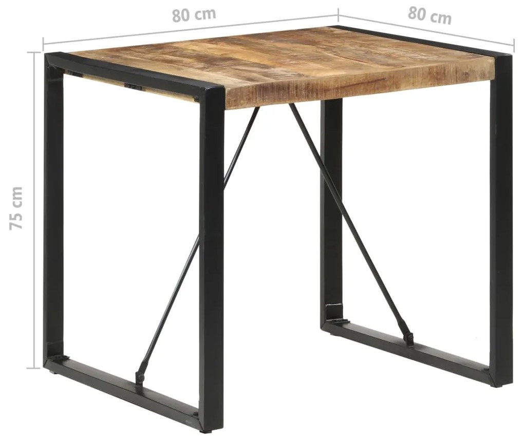 vidaXL Τραπεζαρία 80 x 80 x 75 εκ. από Ακατέργαστο Ξύλο Μάνγκο