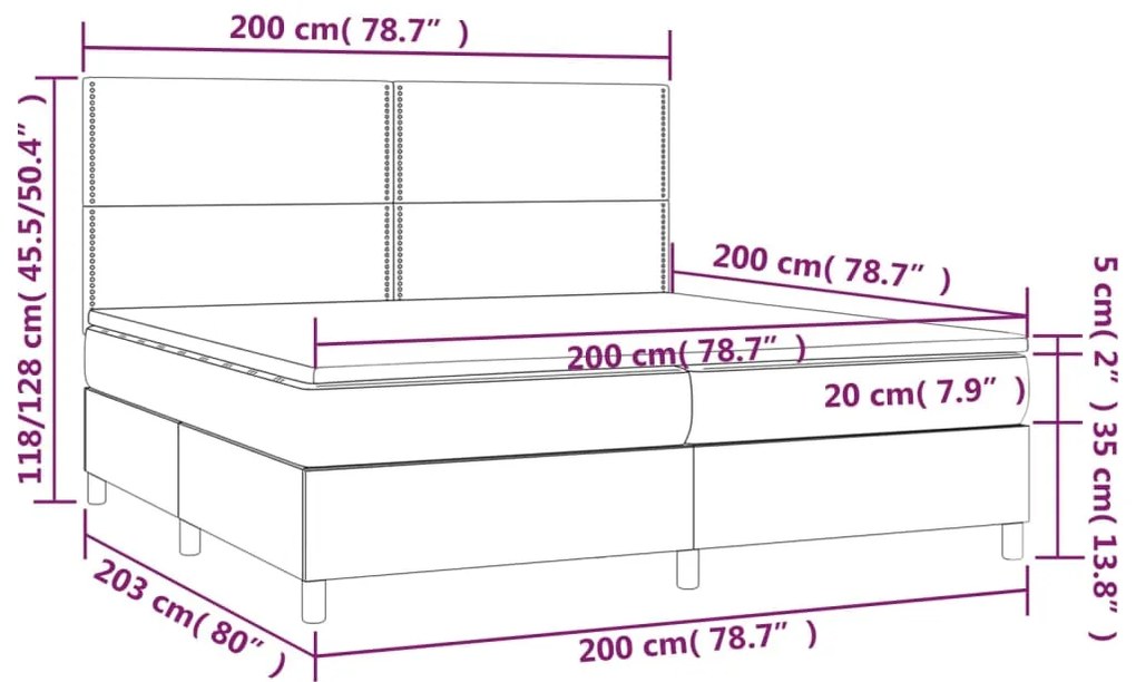 vidaXL Κρεβάτι Boxspring με Στρώμα Ανοιχτό Γκρι 200x200 εκ. Υφασμάτινο