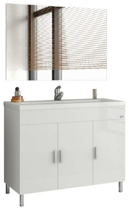 DROP Σετ επιδαπέδιου επίπλου μπάνιου, Roma 100, Slim, Λευκό, Drop DROP986665