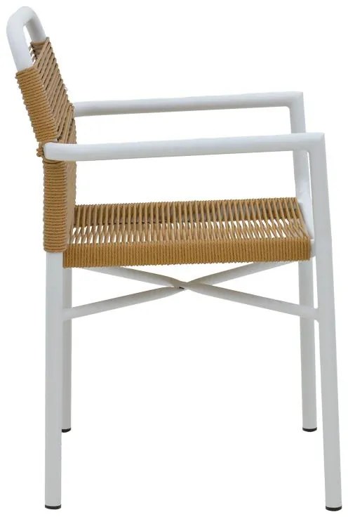 Καρέκλα - Πολυθρόνα αλουμινίου Clutch στοιβαζόμενη λευκός σκελετός-φυσικό rattan 55x56x80 εκ. 55x59x80 εκ.