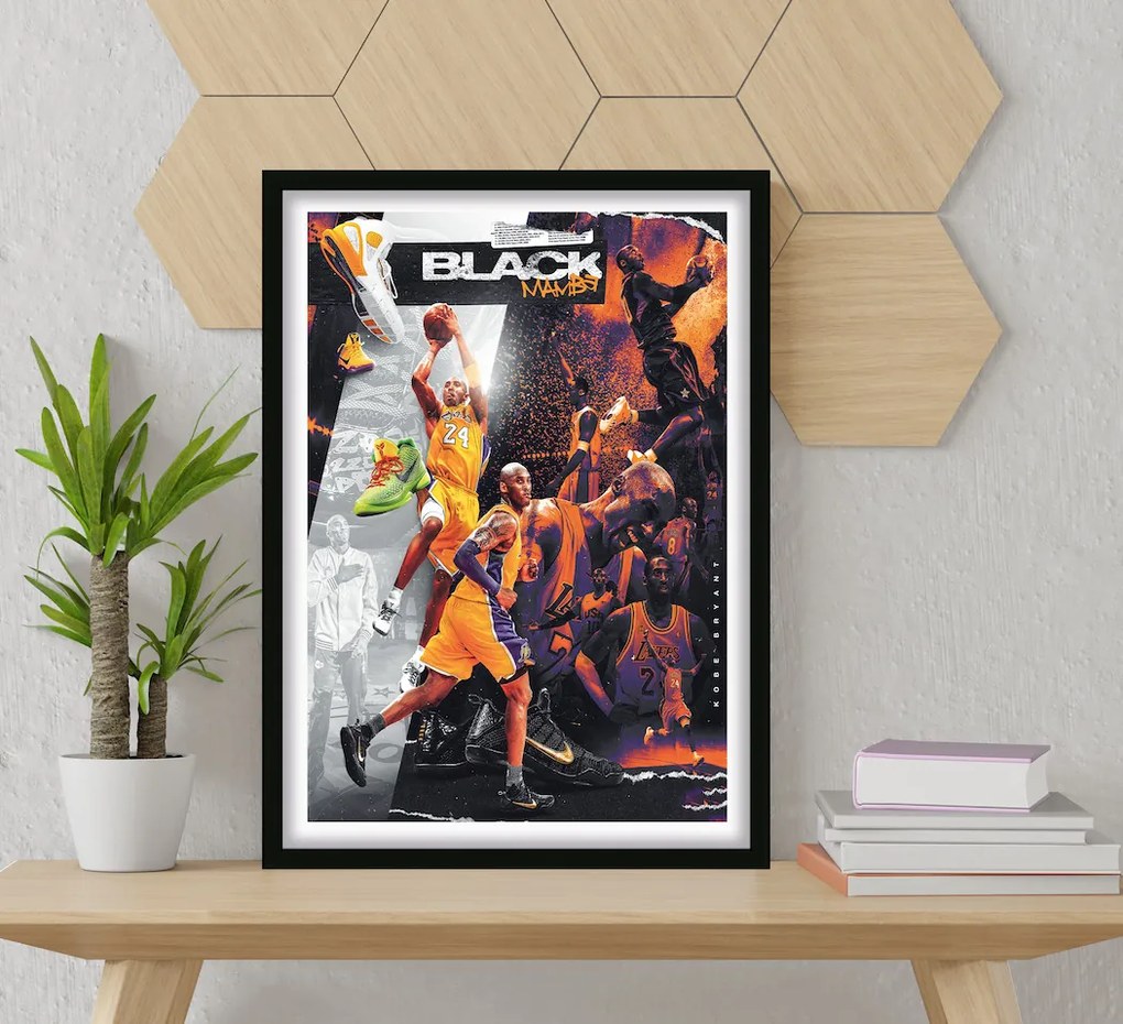 Πόστερ &amp; Κάδρο Kobe Bryant SNK245 40x50cm Μαύρο Ξύλινο Κάδρο (με πόστερ)