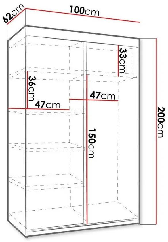 Ντουλάπα Dover 104, Άσπρο, 200x100x62cm, 99 kg, Πόρτες ντουλάπας: Ολίσθηση, Αριθμός ραφιών: 5, Αριθμός ραφιών: 5 | Epipla1.gr