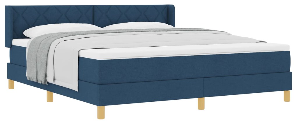 vidaXL Κρεβάτι Box Spring με Στρώμα σε Μπλε, 180 x 200 εκ., Ύφασμα.