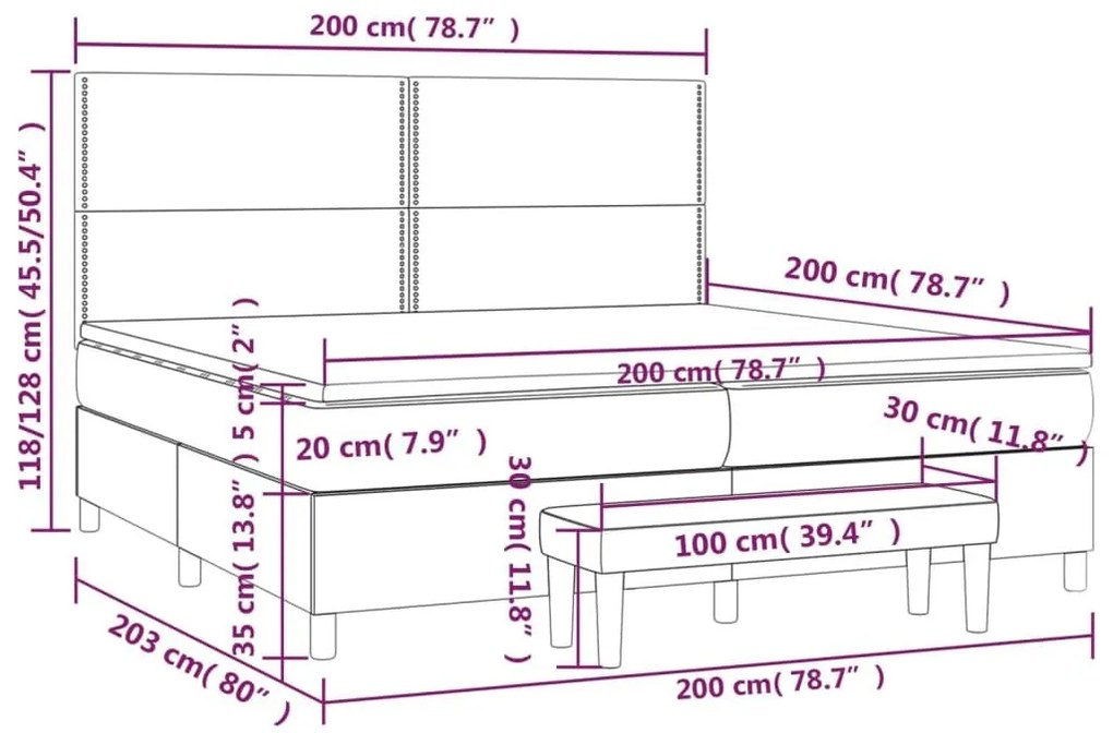 Κρεβάτι Boxspring με Στρώμα Σκούρο Καφέ 200x200 εκ. Υφασμάτινο - Καφέ