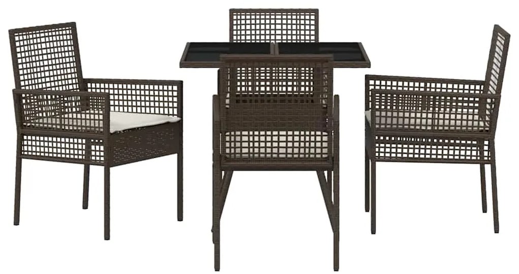 vidaXL Σέτ φαγητού για κήπο 5 pcs Καφέ συνθετικό ρατάν