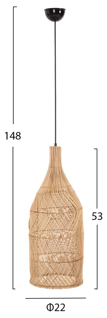 ΦΩΤΙΣΤΙΚΟ ΟΡΟΦΗΣ HM7888 ΚΡΕΜΑΣΤΟ ΑΠΟ RATTAN ΣΕ ΦΥΣΙΚΟ ΧΡΩΜΑ Φ22x148Υ εκ. - 0535089 - HM7888