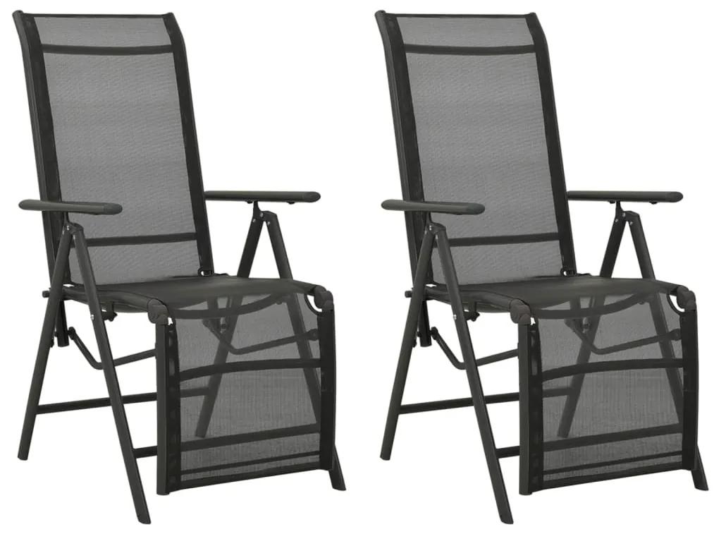 312195 vidaXL Καρέκλες Κήπου Πτυσσόμενες 2 τεμ. Μαύρες Textilene / Αλουμίνιο Μαύρο, 1 Τεμάχιο