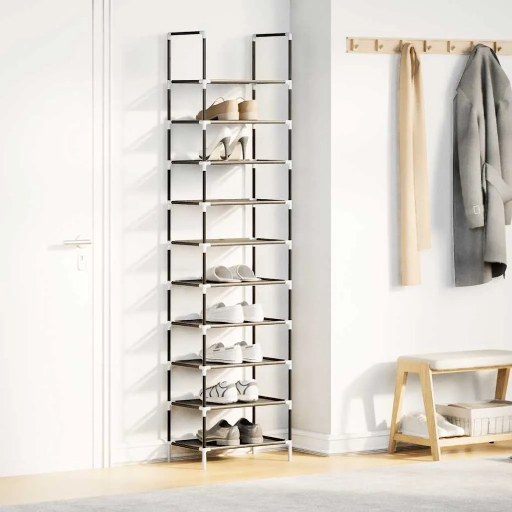 Ράφι παπουτσιών 10 επιπέδων μαύρο 44x28x180 cm - Μαύρο