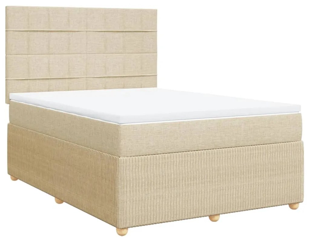 vidaXL Κρεβάτι Boxspring με Στρώμα Κρεμ 140x200 εκ. Υφασμάτινο