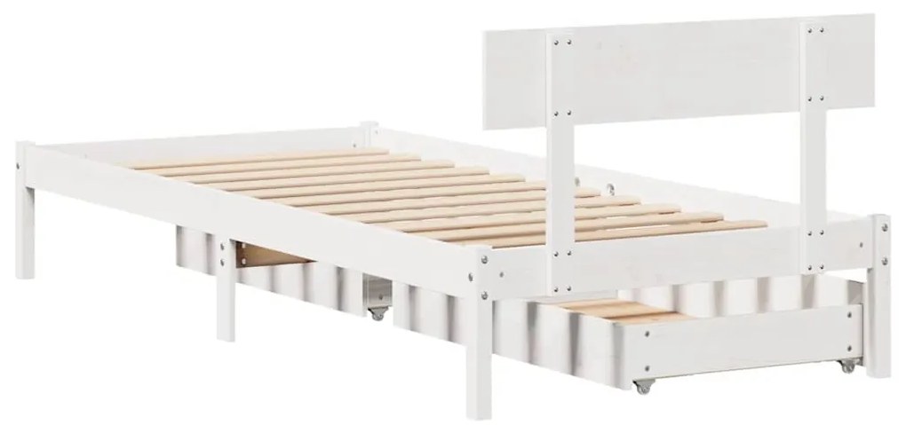 vidaXL Σκελετός Κρεβ. Χωρίς Στρώμα Λευκό 75x190 εκ Μασίφ Πεύκο