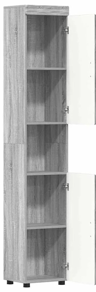vidaXL Ντουλάπι Μπάνιου με πόρτα TULUM Γκρι sonoma 37 x 31.5 x 203 εκ