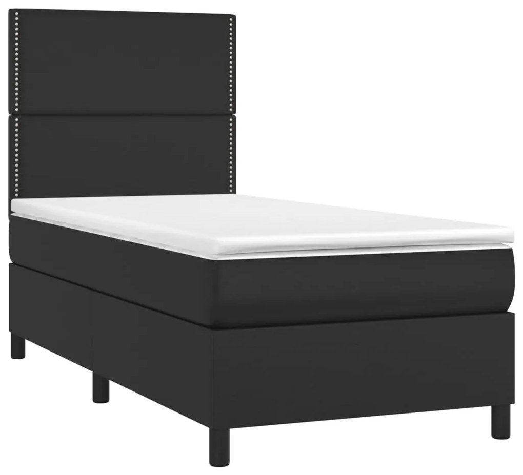 ΚΡΕΒΑΤΙ BOXSPRING ΜΕ ΣΤΡΩΜΑ &amp; LED ΜΑΥΡΟ 90X200 ΕΚ. ΣΥΝΘ. ΔΕΡΜΑ 3135861