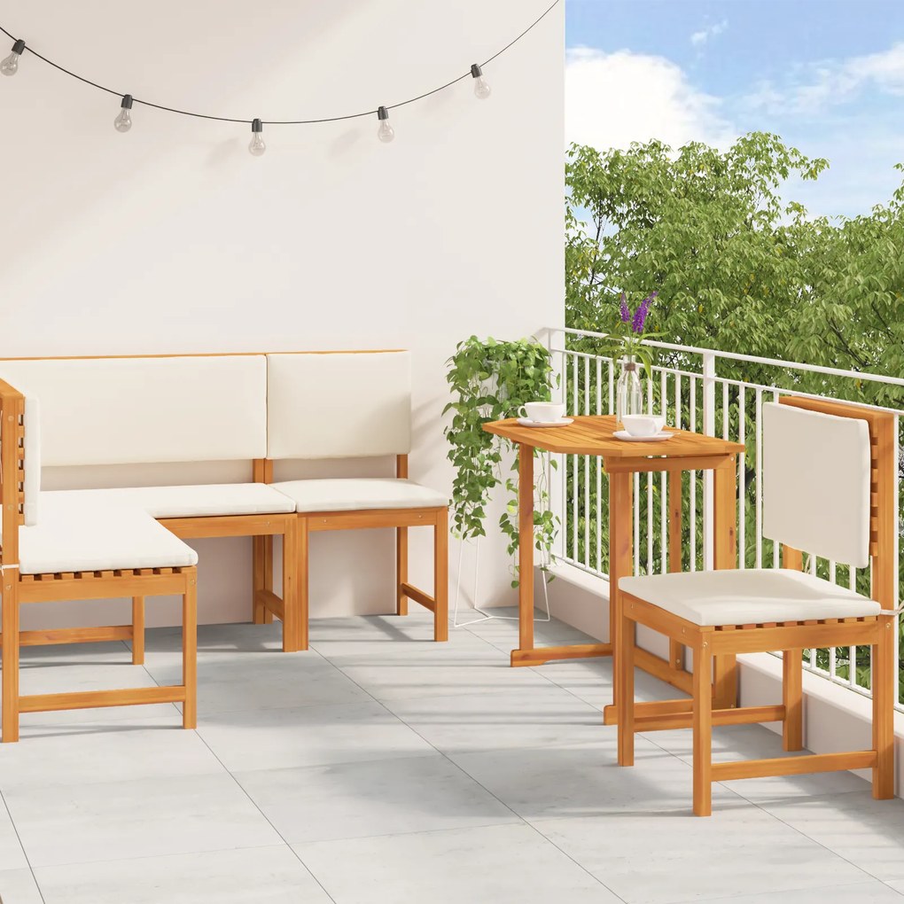 vidaXL Σετ Παγκάκι Κήπου 4 pcs Καφέ Μασίφ ξύλο ακακίας