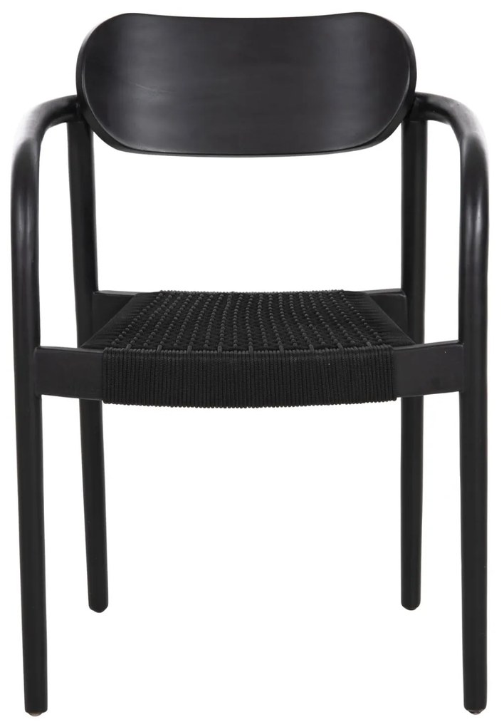 Πολυθρόνα OSLO Μαύρο Ξύλο Teak και Μαύρο Σχοινί 55x54x80Yεκ. 55x54x80 εκ.