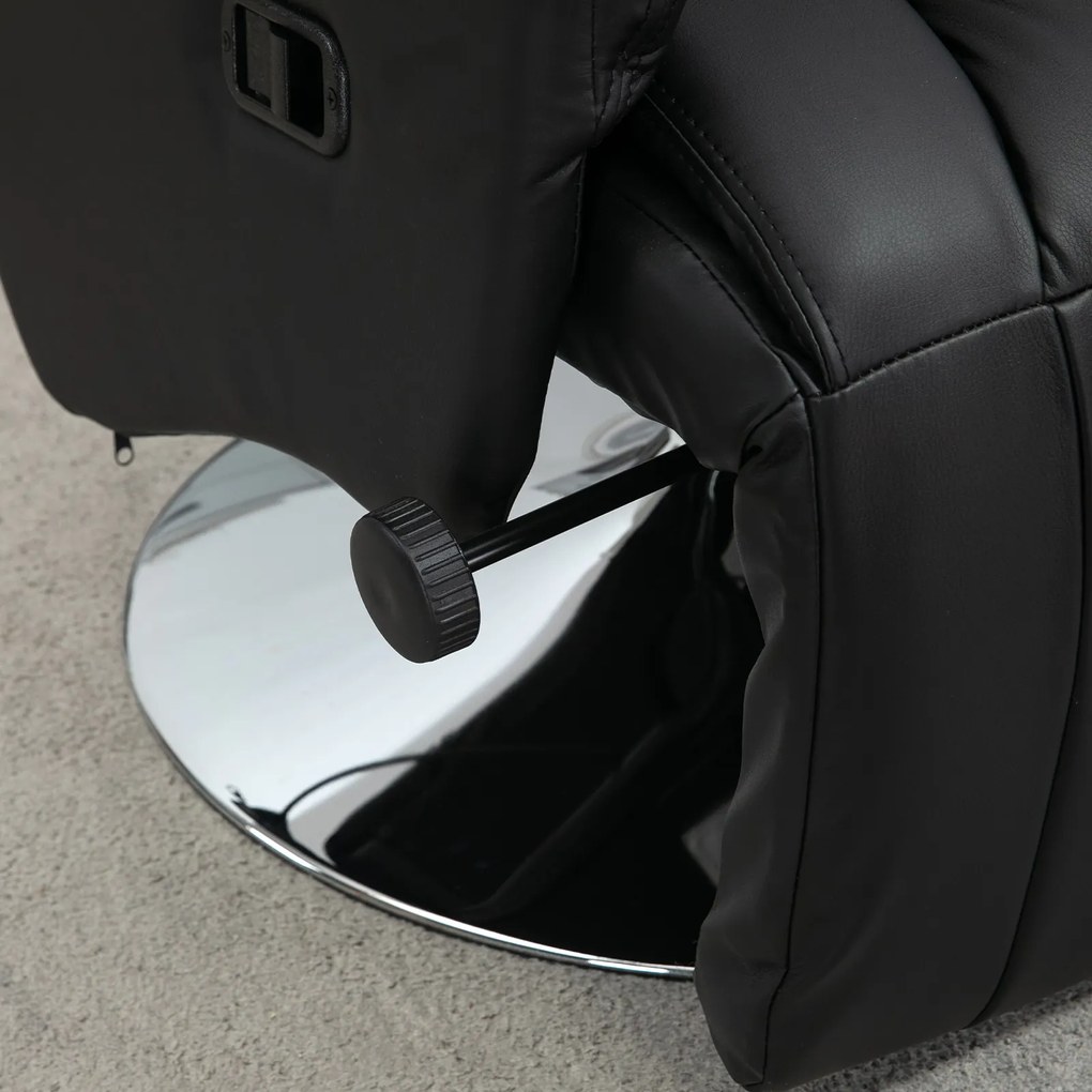 HOMCOM Πολυθρόνα Relax, Λειτουργία Ανάκλισης, Όψη Δέρματος, Υποπόδιο, έως 150 kg, 78 x 80 x 109 cm, Μαύρο