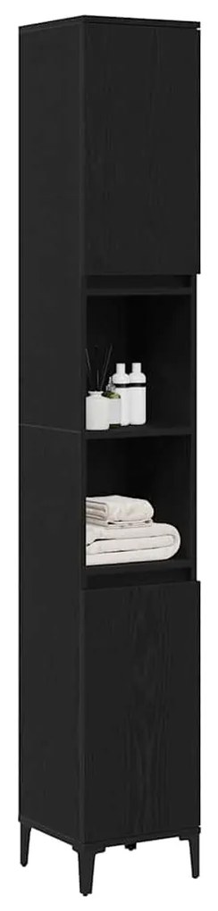 vidaXL Ντουλάπι Μπάνιου Μαύρη δρυς 30 x 30 x 190 εκ Επεξεργασμένο ξύλο