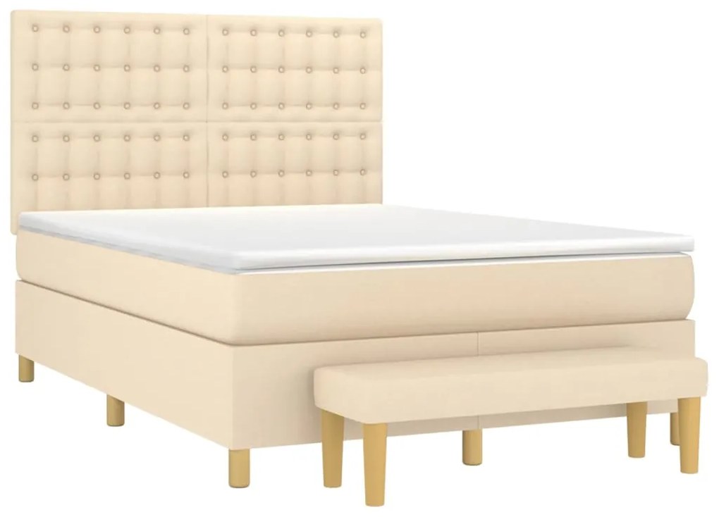 ΚΡΕΒΑΤΙ BOXSPRING ΜΕ ΣΤΡΩΜΑ ΚΡΕΜ 140X200 ΕΚ. ΥΦΑΣΜΑΤΙΝΟ 3137482