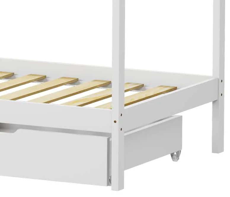 Παιδικό κρεβάτι Mellin τ.Montessori με 2 συρτάρια pakoworld ξύλο πεύκου σε λευκή απόχρωση 90x190εκ