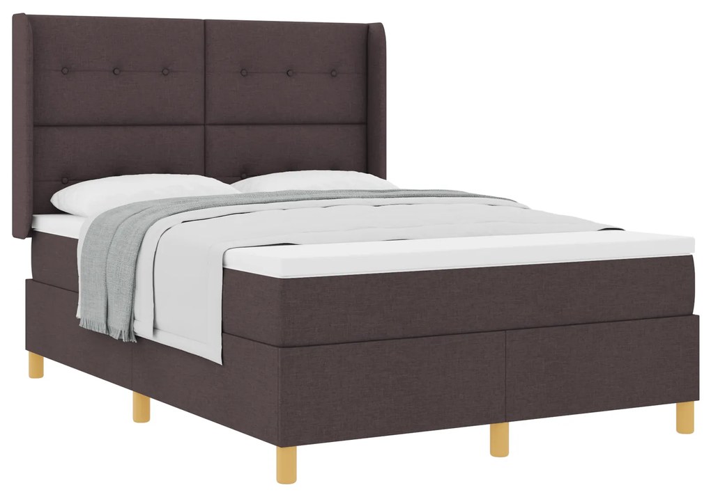 vidaXL Κρεβάτι Box Spring με Στρώμα Σκούρο Καφέ 160x200 εκ. Υλικό