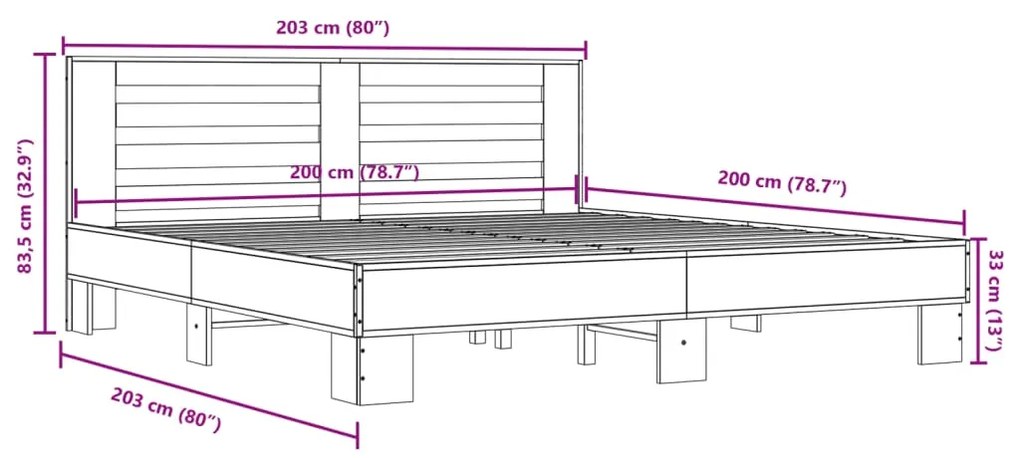 ΠΛΑΙΣΙΟ ΚΡΕΒΑΤΙΟΥ ΚΑΠΝΙΣΤΗ ΔΡΥΣ 200X200ΕΚ. ΕΠΕΞ. ΞΥΛΟ &amp; ΜΕΤΑΛΛΟ 3280084