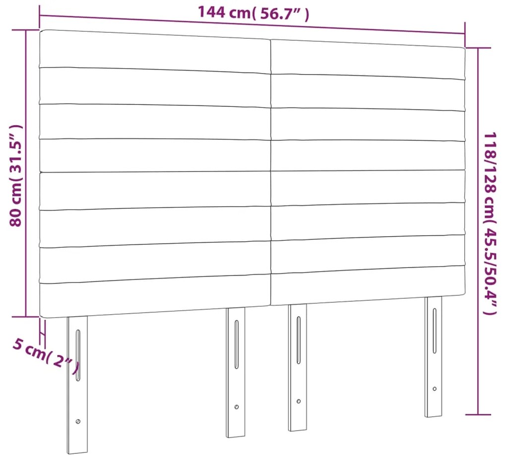 vidaXL Κεφαλάρι Κρεβατιού LED Ροζ 144x5x118/128 εκ. Βελούδινο