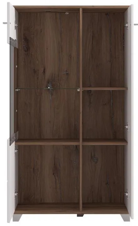 Βιτρίνα Burgundy 2K VS1 140 Λευκό - Flagstaff Oak - Λευκό Γυαλιστερό 78,5x40x139,5 εκ. 78.5x40x139.5 εκ.
