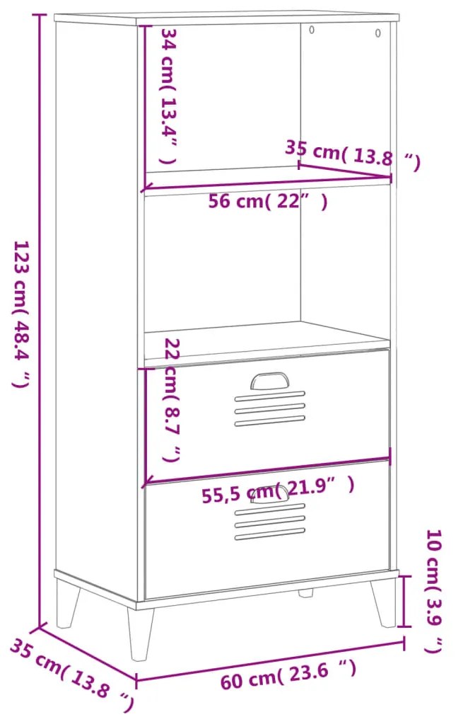 ΒΙΒΛΙΟΘΗΚΗ VIKEN ΑΝΘΡΑΚΙ ΓΚΡΙ 60X35X123 ΕΚ. ΜΑΣΙΦ ΞΥΛΟ ΠΕΥΚΟΥ 374949