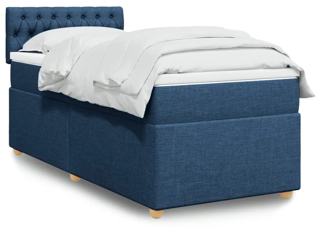 vidaXL Κρεβάτι Boxspring με Στρώμα Μπλε 80x200 εκ. Υφασμάτινο