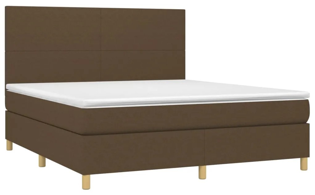 Κρεβάτι Boxspring με Στρώμα Σκούρο Καφέ 160x200 εκ Υφασμάτινο - Καφέ