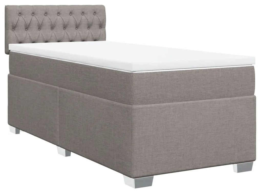 Κρεβάτι Boxspring με Στρώμα Taupe 90x200 εκ. Υφασμάτινο - Μπεζ-Γκρι