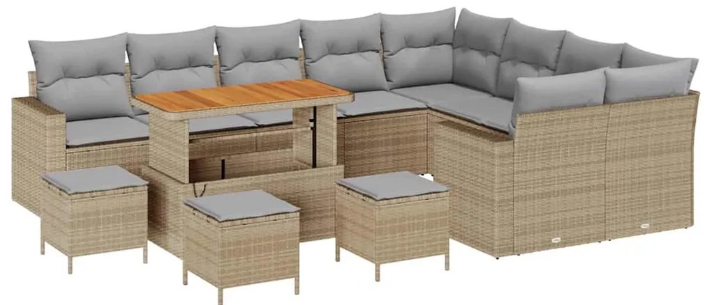 vidaXL Σετ Καναπέ Κήπου 13 pcs Μπεζ συνθετικό ρατάν