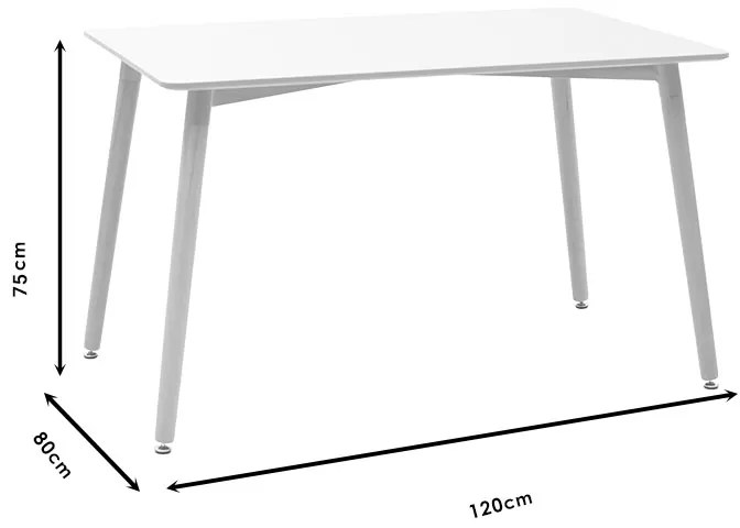 Τραπέζι Natali pakoworld MDF λευκό-πόδια φυσικό 120x80x76εκ