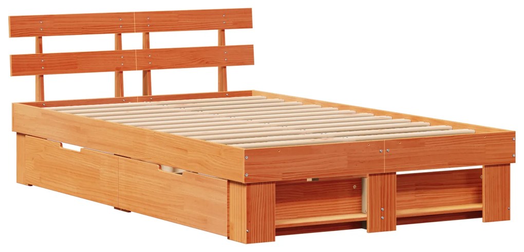 vidaXL Σκελετός Κρεβατιού Καφέ κεριού 120 x 190 cm Μασίφ ξύλο πεύκου