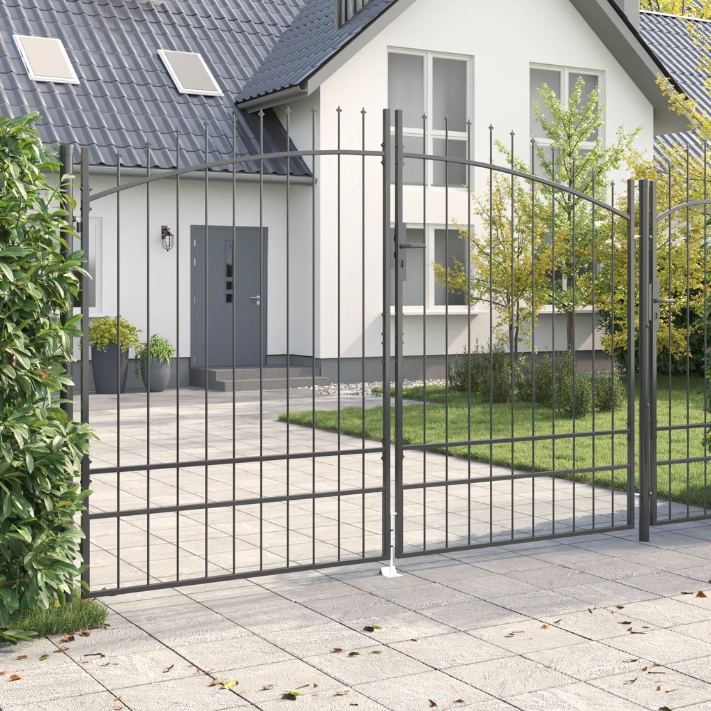 vidaXL Πύλη Κήπου με κλειδαριά Γκρι 200 x 300 cm Ατσάλι