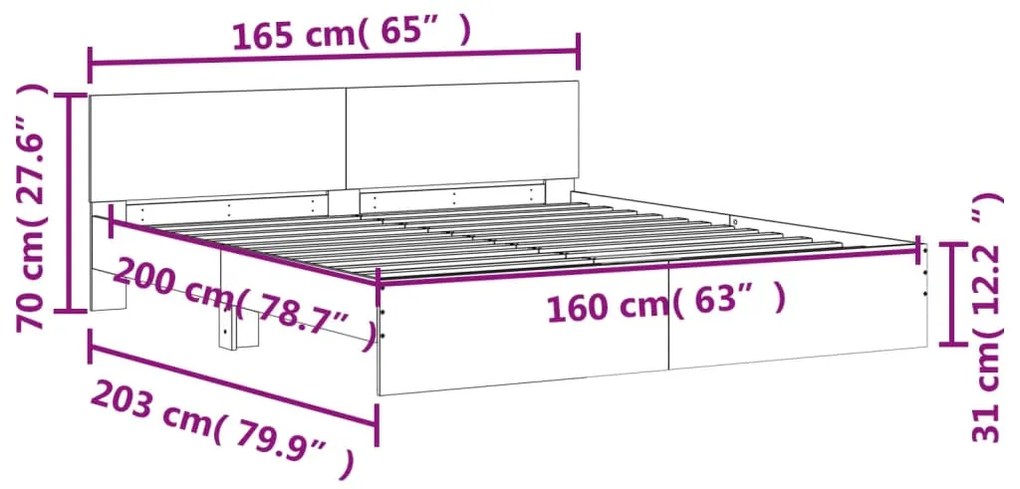 ΠΛΑΙΣΙΟ ΚΡΕΒΑΤΙΟΥ ΜΕ ΚΕΦΑΛΑΡΙ ΓΚΡΙ SONOMA 160X200 ΕΚ. 3207474