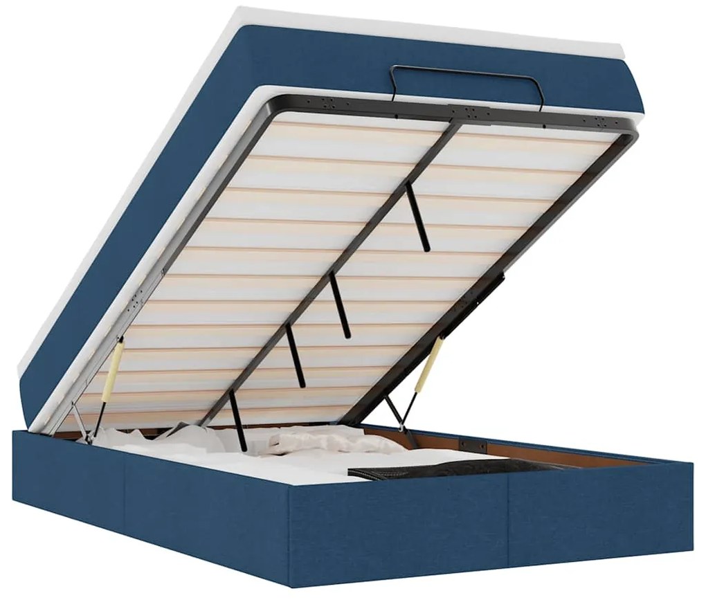 vidaXL Οθωμανικό κρεβάτι με στρώμα μπλε 120x200cm ύφασμα