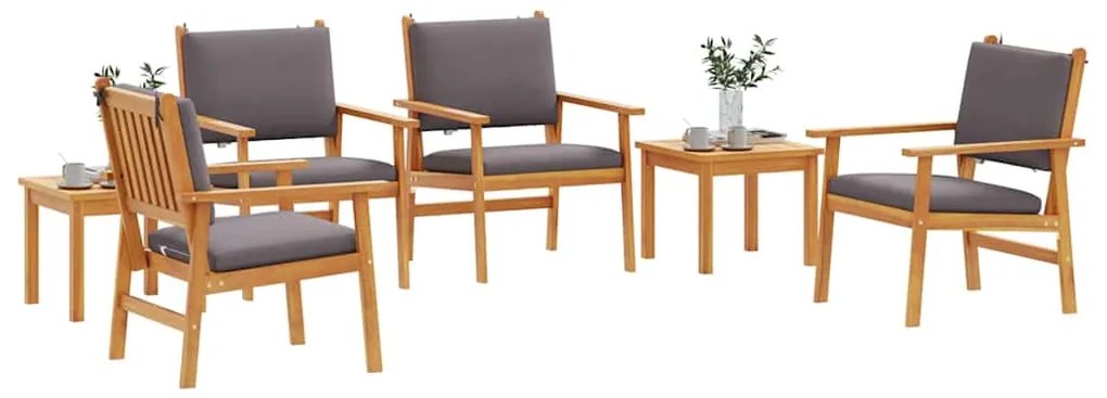 vidaXL Σετ Καναπέ Κήπου 6 pcs Καφέ 45 x 45 x 38 εκ. Μασίφ ξύλο ακακίας